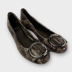 Stuart Weitzman Snakeskin Embossed Leather Flats Size 6.5